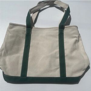 New Chic Canvas Tote with Dark Green Accents Boatish Style